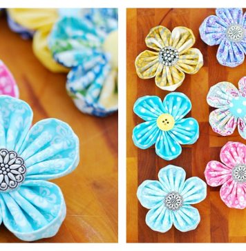 Fabric Kanzashi Flower Free Sewing Pattern
