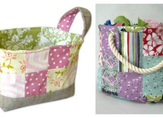 Patchwork Fabric Basket Free Sewing Pattern