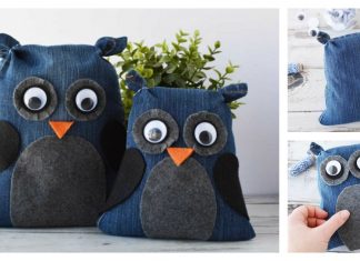 Denim Owls from Old Jeans Free Sewing Pattern