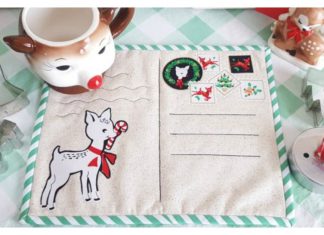 Christmas Postcard Mug Rugs Free Sewing Pattern