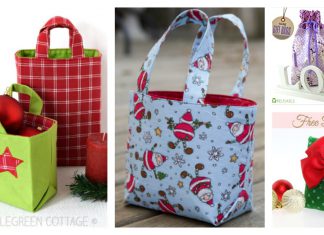 Reusable Fabric Gift Bag Free Sewing Pattern and Paid