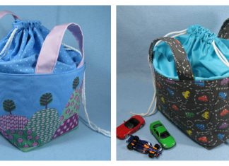 Fabric Basket with Drawstring Top Free Sewing Pattern