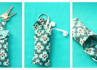 Ear Bud Pouch Keychain Free Sewing Pattern