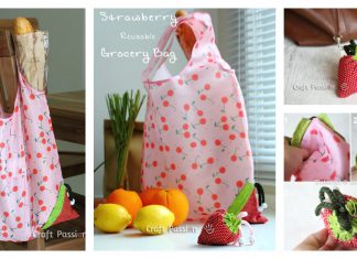 Strawberry Reusable Grocery Bag Free Sewing Pattern