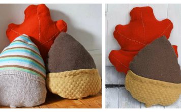 Upcycled Sweater Acorn and Oak Leaf Pillow Free Sewing Pattern