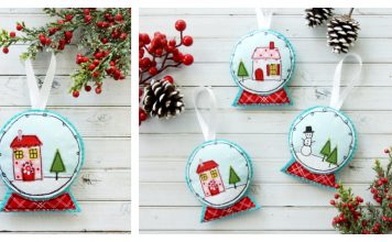Fabric and Felt Snowglobe Ornaments Free Sewing Pattern