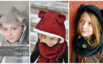 Hooded Scarf with Animal Ears Sewing Patterns