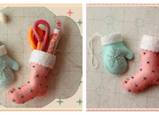 Mini Mitten and Stocking Ornaments Free Sewing Pattern