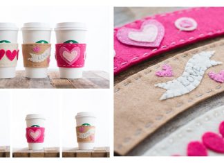 Valentine’s Day Cup Sleeve Free Sewing Patterns