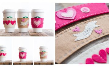 Valentine’s Day Cup Sleeve Free Sewing Patterns