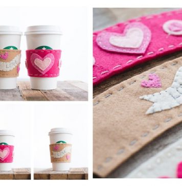 Valentine’s Day Cup Sleeve Free Sewing Patterns