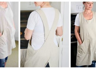 Cross-over Linen Apron Free Sewing Pattern and Video Tutorial