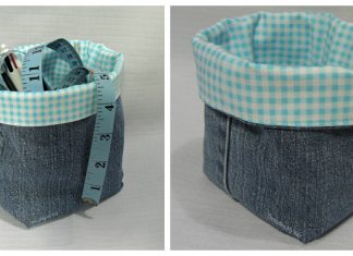 Denim Fabric Baskets Free Sewing Pattern