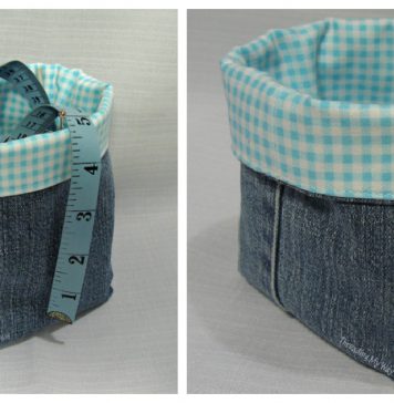 Denim Fabric Baskets Free Sewing Pattern