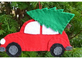 Red Car Christmas Tree Ornament Free Sewing Pattern