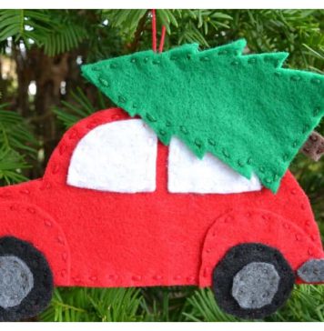 Red Car Christmas Tree Ornament Free Sewing Pattern