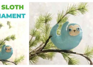 Sloth Christmas Ornament Free Sewing Pattern