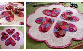 Quilted Valentine's Day Table Mat Free Sewing Pattern