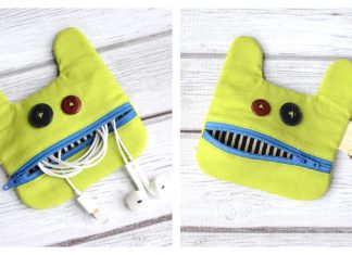 Little Monster Earbud Pouch Free Sewing Pattern