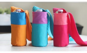 Color Block Fabric Water Bottle Holder Free Sewing Pattern