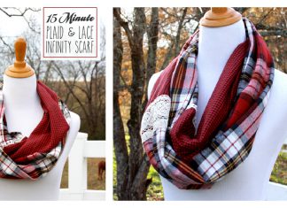 Plaid and Lace Infinity Scarf Free Sewing Pattern