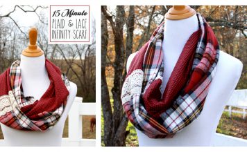 Plaid and Lace Infinity Scarf Free Sewing Pattern