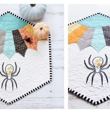 Floral Spider Halloween Mini Quilt Free Sewing Pattern