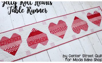 Jelly Roll Hearts Table Runner Free Sewing Pattern