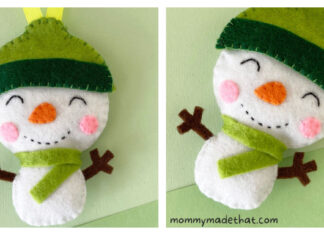 Felt Snowman Ornament Free Sewing Pattern