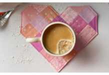 Patchwork Heart Mug Rug Free Sewing Pattern