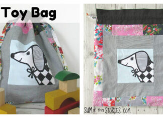 Drawstring Patchwork Toy Bag Free Sewing Pattern