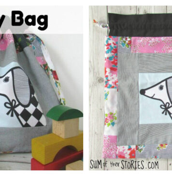 Drawstring Patchwork Toy Bag Free Sewing Pattern