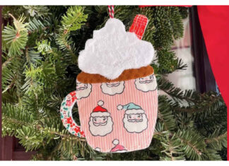 Hot Cocoa Ornament Free Sewing Pattern