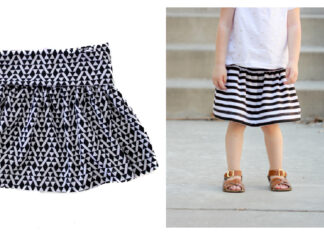 Girls Basic Flexible Waist Skirt Free Sewing Pattern