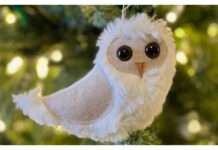 Snowy Owl Christmas Ornament Free Sewing Pattern