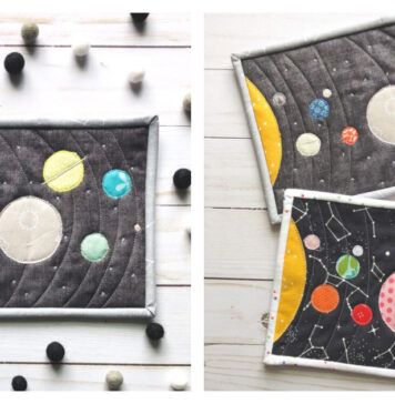 Spectacular Solar System Mug Rug Free Sewing Pattern